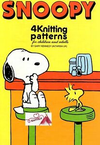 **SNOOPY ** 4 x Retro Knitting Patterns Jumpers Kids & Adults sz 24-40"