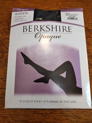 NWT Vintage Berkshire Opaque Matte Microfiber Waist Black Pantyhose Size 1X 2X - Image 1 of 4