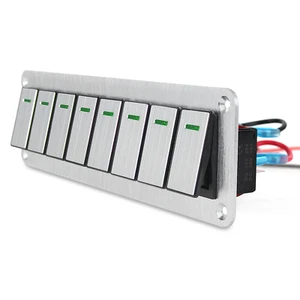 Waterproof Toggle Switch Panel 8 Gang Aluminum Rocker Switch Panel 12V/24V On-Of - Picture 1 of 8