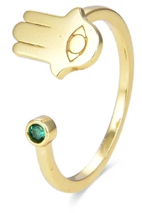 Anillo abierto plata chapada Oro Amarillo 18 K Luxenter XA2089Y14 Circonita Verd - Imagen 1 de 9
