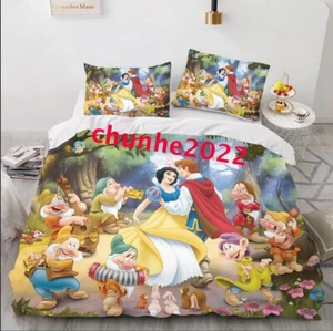 Girls Snow White 3D Duvet Cover Pillowcase Single Double King Bedding Set Gift R - Picture 1 of 35