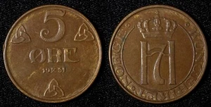 NORWEGEN Haakon VII Bronze 1951 5 Øre 27 mm KM# 368 (27 619) - Bild 1 von 3