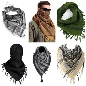 Bufanda Multifuncional Shemagh - 100% Algodón Keffiyeh Árabe Desierto Ejército Envoltura - Imagen 1 de 46