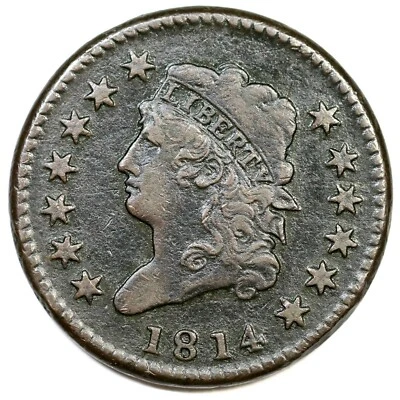 1814 S-294 Crosslet 4 Classic Head Large Cent Coin 1c - Image 1 of 2