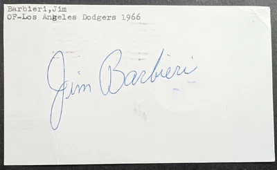 Jim Barbieri - 1966 Debut Autographed GPC - Los Angeles Dodgers - Image 1 of 3