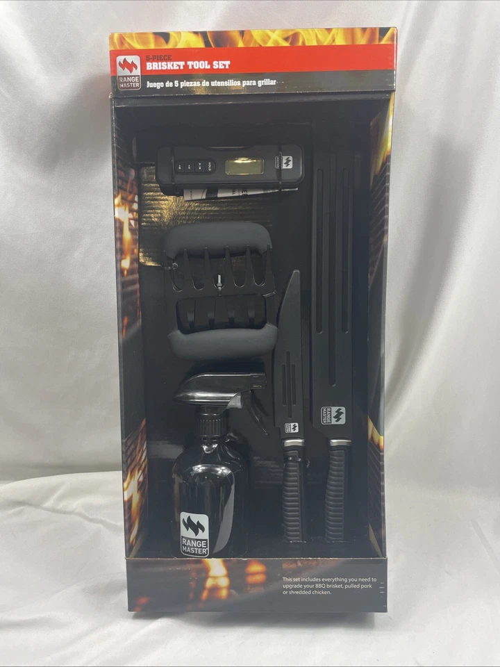 Range Master 5-piece Brisket Tool Set - Knives, Meat Claws, Digital Thermometer - Image 1 of 4