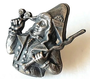 Vintage Button Detailed Metal Realistic Figural Man Eyeglasses Napoleon Large - Picture 1 of 4