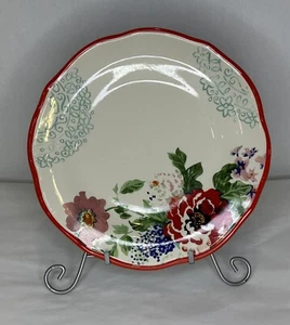 NEW PIONEER WOMAN COUNTRY GARDEN Dinner Plate Floral Red Trim 10.5” - Picture 1 of 3