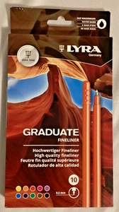 ๐ NEW Lyra Germany Graduate High Quality Fineliner 10 Colors 0.5mm Tin Case ๐ - Picture 1 of 5