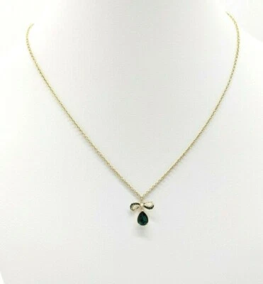 Collar Swarovski para mujer cadena cable oro lágrima verde broche langosta 16" Foto 1 de 4