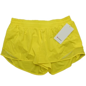 New Lululemon Size 14 Hotty Hot Shorts High Rise HR 4” Lined SNCY Sonic Yellow - Picture 1 of 8