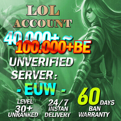 EUW ⭐League Of Legends LOL 40,000-100,000 BE Capsule L30 Unranked Unverifed • 23.99€