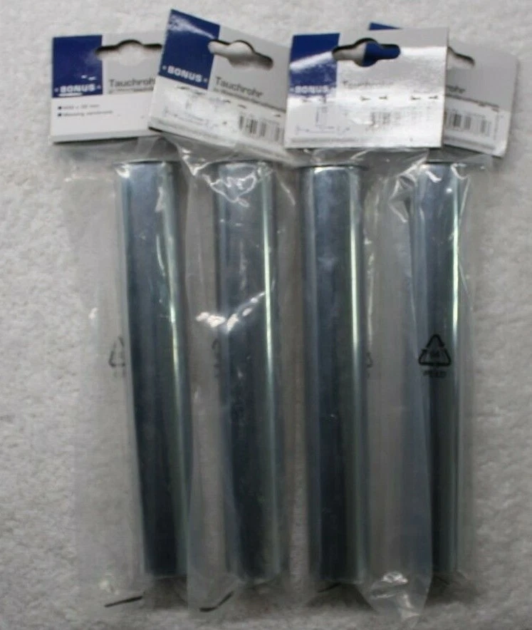 4 x Tauchrohr 200 x 32 mm Waschtisch-Geruchverschluss Chromrohr mit Bördelrand - Bild 1 von 4