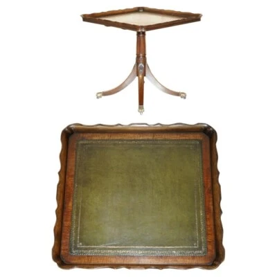 LARGE ORNATELY CARVED ANTIQUE MAHOGNAY & GREEN LEATHER TILT TOP CENTRE TABLE - Image 1 of 4
