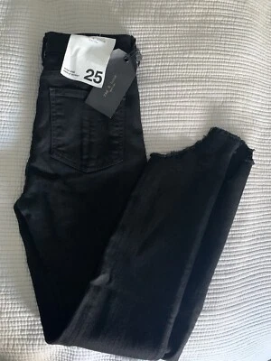 Rag And Bone Black High Rise Skinny Jeans Size 25w 32 Length Approx UK 6 New - Image 1 of 4