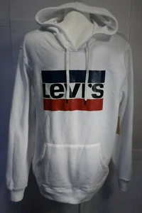 NEU LEVI'S HERREN BAUMWOLLE HOODIE GRÖSSE L FARBE WEISS LANGARM BIG LOGO - Bild 1 von 6