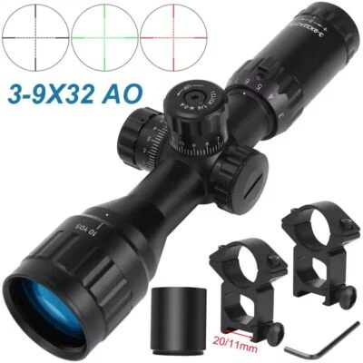 3-9x32 AO Tactical Riflescope Red Green Illuminated Mil-dot Reticle Optics Scope - Image 1 of 4