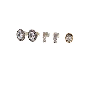 Pandora 925 Sterling Silver Cubic Zirconia Elegance Stud Earrings Set - Picture 1 of 13