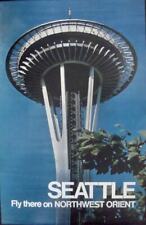 NORTHWEST ORIENT AIRLINES SEATTLE SPACE NEEDLE Vintage 1973 Travel poster 25x40