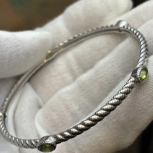 Judith Ripka 15,1 g Sterlingsilber grüner Peridot Twist Seil Armreif ca. 7 1/2 Zoll - Bild 1 von 8