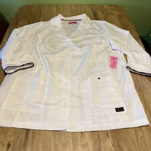 NWT Betsey Johnson by KOI Women's 5-Button Marigold Lab Coat Size 3X Style B400 - Picture 1 of 12