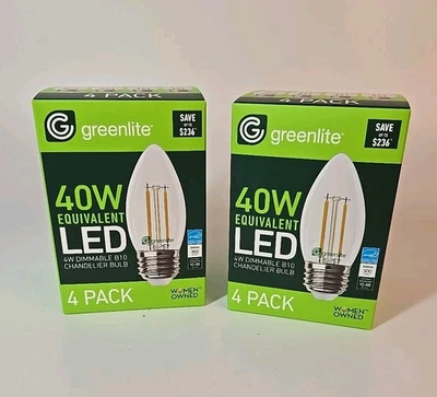 8 Bulbs (2 - 4 Packs) - B10 Chandelier Bulbs LED 4W Dimmable 40W Equivalent NEW - Image 1 of 4