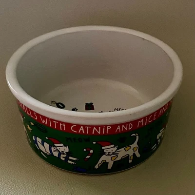 Рождественская колода Kitty The Halls миска для кошек блюдо Riviera Van пиво керамика увеличенный размер - Изображение 1 из 4