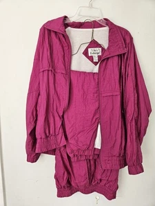 VTG LAURA KATHERINE Womens Adult Pink Track Suit Jacket Pants L - Picture 1 of 18