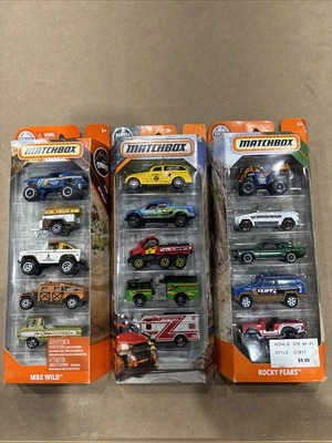Matchbox. Rocky Peaks,Wild, Rescue.  5 Pack   Lot Of 3 - Image 1 of 2
