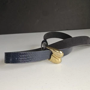 80s Ladies Size 12 Navy Blue Moc CROC Gold Colored Buckle Accent 80's-1990S - Picture 1 of 12