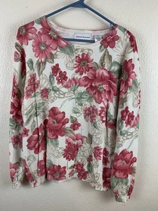 Alfred Dunner women’s light sweater XL white pink floral print - Picture 1 of 4