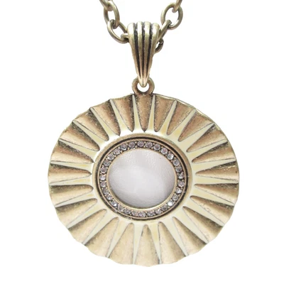 Lia Sophia Signed Large Round Pendant w Yellow Gold Tone Pendant Necklace - Image 1 of 4