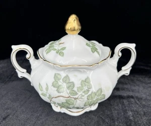 Mitterteich Bavaria Germany - Green Leaves - Porcelain Sugar Bowl - Picture 1 of 6