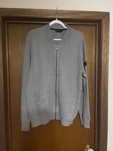 Rhone Navigator Strick Bomber grau durchgehender Reißverschluss Cardigan Herren Größe L neu mit Etikett UVP $ 148 - Bild 1 von 8