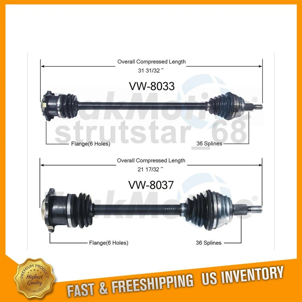 Eje TrakMotive CV 2 piezas delantero izquierdo delantero derecho para Audi TT 2000-2002 Foto 1 de 3