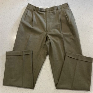 Brooks Brothers 346 Brown 100% Wool Pleated Trousers Size 38x32 Actual 36/32 - Picture 1 of 7