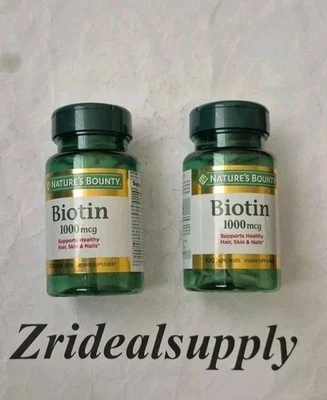 Nature's Bounty Biotin - Hair, Skin & Nails 1000mcg 100 Tablets 2PACK EXP 01/26 - Image 1 of 3