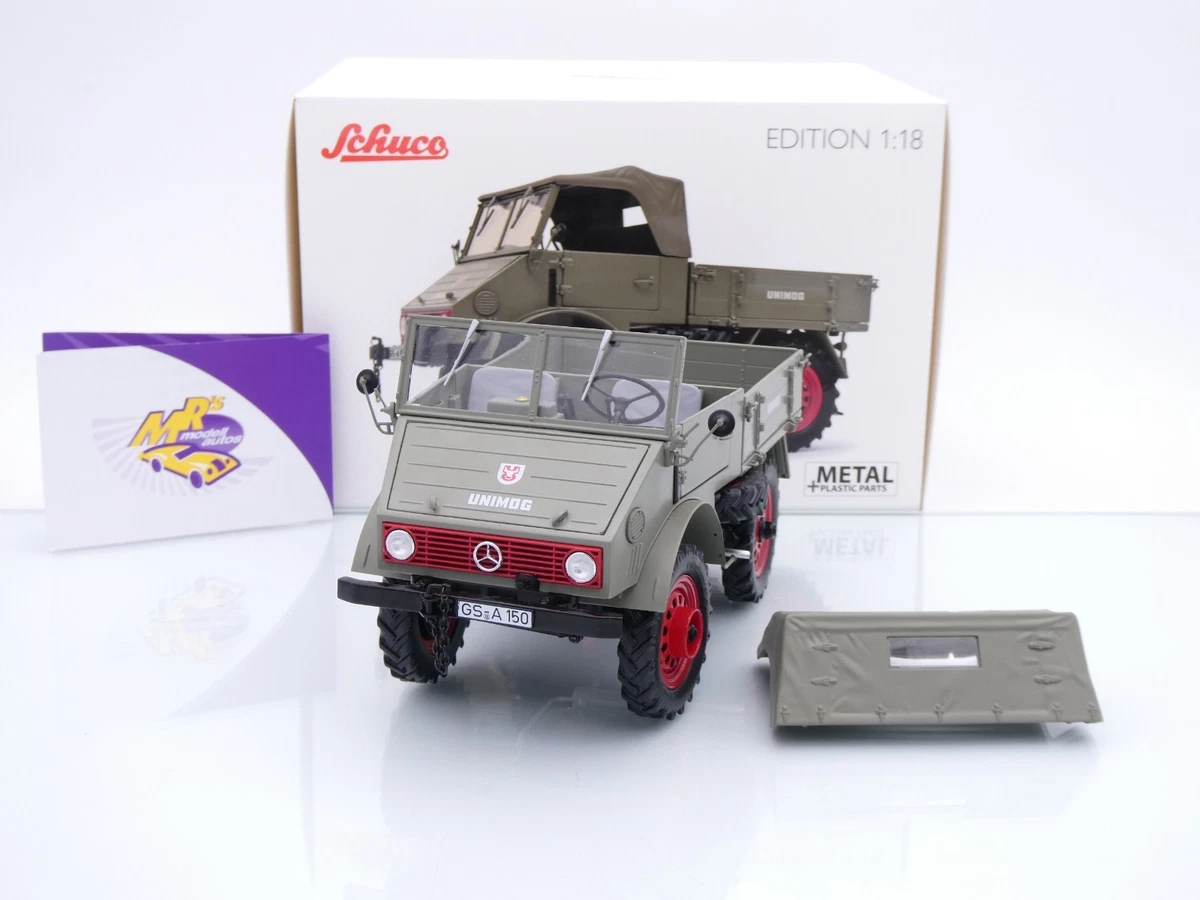 Schuco Piccolo Mercedes-Benz Unimog 401 DP – Modellauto 1:87, Gelb, Mit Herz-Logo
