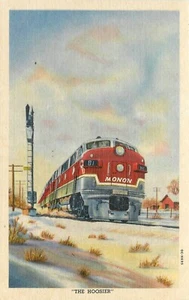 Tarjeta postal de transporte de estanque tren ferroviario línea Monon Hoosier década de 1940 25-4666 - Imagen 1 de 2