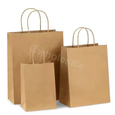 PAPER BAGS BROWN KRAFT CARRIER GIFT PARTY BAGS WITH TWISTED HANDLES - Image 1 of 3