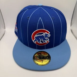 New Era 59Fifty Chicago Cubs Throwback Blue/Light Blue Fitted Hat Size 7 - Picture 1 of 5