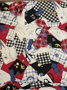 Sewing Room Seamstress Fabric Traditions Vintage 1993, 44” X 72”, 2 Yards - Picture 1 of 6