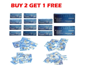 Renata Watch Batteries -BUY 2 GET 1 FREE 371 377 379 364 CR 2032 2025 Battery - Picture 1 of 16