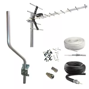 DIGITAL TV AERIAL KIT FREEVIEW HD INDOOR OUTDOOR LOFT SHED CARAVAN 4G 5G (arial) - Picture 1 of 21