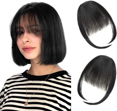Clip in Fransen 100% Echthaar Verlängerung - Natur Schwarz - Wispy Pony - Neu - Bild 1 von 4