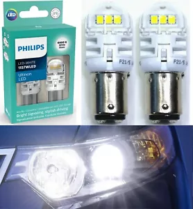 Philips Ultinon LED Light 1157 White 6000K Two Bulbs Front Turn Signal Upgrade - Picture 1 of 12