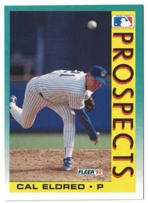 1992 Fleer #679 Cal Eldred - Milwaukee Brewers -  PROSPECTS - Image 1 of 2