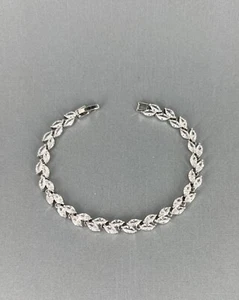 Pulsera CZ Marquesa Novia Circonio Boda Floral Hoja Cristal Damas de honor Regalo - Imagen 1 de 8