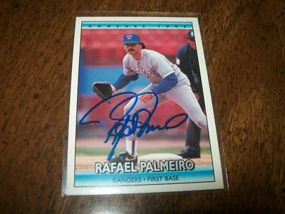 1992 DONRUSS RAFAEL PALMEIRO AUTOGRAPH SIGNED AUTO #46 TEXAS RANGERS - Image 1 of 2