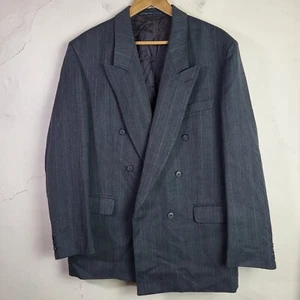 Blazer Traje Para Hombre Colección Burton 42L Chaqueta Doble Pecho Gris Lana Rayas - Imagen 1 de 10
